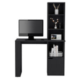 Writing Desk With Bookcase and Cabinet, Black B097120596