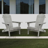 Wood Lounge Patio Chair for Garden Outdoor Wooden Folding Embossed Adirondack Chair Set of 2 Solid W1390P277604