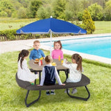 Kids Picnic Table Outdoor Activity Table With Umbrella -Brown 02015842