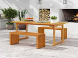 Solid Acacia Wood Patio Bench, 800 LBS Weight Capacity 2-Person Backless Outdoor Bench 10560100