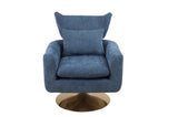 Classic Mid-Century 360-degree Swivel Accent Chair, Blue Linen W1361104586