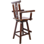 ZUN Rustic Bar Stool - Fir Wood Construction, Chair withDecorative Star Backrest, Footrest,Wide Armrest, 37409700