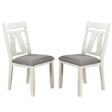 Set of 2 Dining Chairs with Upholstered Seat, Grey and White B016P226062