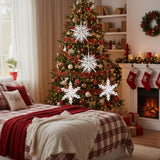 6PCS Set Christmas Tree Ornaments 6.1x1.8x6.3in Iron Snowflake Hanger Decorative Hanging Pendant for 26343927