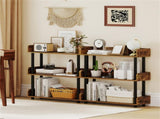3-Tier Industrial Bookshelf with Anti-Falling Guardrails, 33 LBS Per Shelf Storage Organizer 30941632