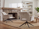 Fabric dining chair set of 2 modern soft cushioned rotating dining chairs, comfortable backrest W3851P452803