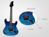 39in Electric Guitar H-H Pickups Trans Blue suit for Heavier Rock 55240222