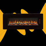 48 inch Curved Front Wall Mounted Electric Fireplace with remote and multi color flame & emberbed W1769P199008