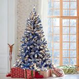 ZUN 6FT Pre-Lit Hinged Artificial Fir ChristmasTree, Xmas Snow Flocked Artificial Holiday Christmas PX292921AAM