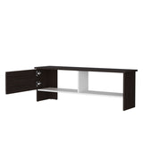 Rock Point Entertainment Center with a Door and Open Storage, Stained Walnut and White B128P263717