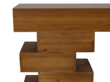 Geometric Block Stacked Wood Console Table with Warm Natural Finish W3123P369192