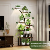 Plant Stand indoor 9-Tiered , 63.6" Tall Plant Stand with 5 Grow Lights, Adjustable Lighting Modes W2887P288504