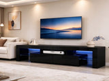 High Gloss TV Stand with RGB LED Lights, 61.4" x 13.8" x 15.7", MDF UV 13779734