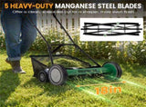 18-Inch 5-Blade Push Reel Lawn Mower with Grass Catcher, Manual Walk-Behind Mower with 4-Level 72753871