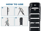 Step Ladder, Folding Step Stool with Wide Anti-Slip Pedal, Sturdy Steel Ladder, Convenient Handrail, W2660P468424