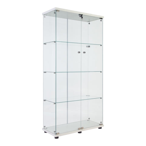 ZUN Two Door Glass Cabinet Glass Display Cabinet with 4 Shelves, White 99499710