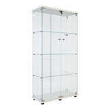 ZUN Lighted Two Door Glass Cabinet Glass Display Cabinet with 4 Shelves, White 83717580