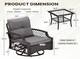 3-Piece Patio Furniture Set, Wicker Outdoor Bistro Set Swivel Glider Patio Chairs x 2 with Cushions, T3623P505190