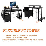 ZUN 47.3" Computer Desk with power outlet,Monitor Stands,Shelves, Office Desk/Writing Table/Gaming desk W2887P239945