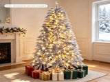 6FT Gray Pre-Lit Feather Style Christmas Tree, , 430 Branch Tips, 200 Warm White LEDs, Hinged 09425013
