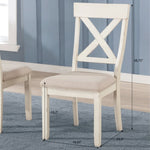 ZUN Prato Wood Cross Back Upholstered Dining Chairs, Set Of 2, Antique White T2574P164556