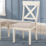 ZUN Prato Wood Cross Back Upholstered Dining Chairs, Set Of 2, Antique White T2574P164556