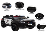 12V Kids Police Ride On Car Electric Cars 2.4G Remote Control, LED Flashing Light, Music & Horn. 80051466