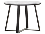 White Faux Marble and Matte Black End Table B062P145601