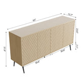 Mid-Century Modern Sideboard 63" - 5 Support Legs & 4 Adjustable Shelves - Entryway or Living Room T3833P366655