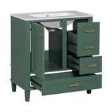 30" Bathroom Vanity in Green, Modern Bathroom Cabinet Sink Combo Set, Bathroom Storage Cabinet WF321698AAF