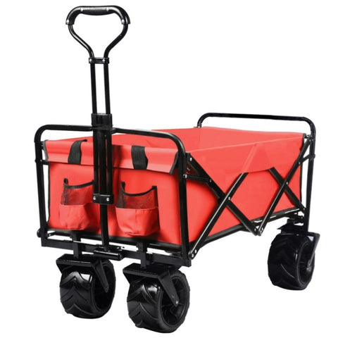 ZUN Collapsible Heavy Duty Beach Wagon Cart Outdoor Folding Utility Camping Garden Beach Cart with 40885137