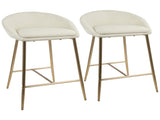 26" Counter Stool with Gold Frame and Cream Fabric - Set of 2 B202P222082