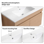 ZUN 24 Inch Wall Mounted Bathroom Vanity with White Ceramic Basin,Two Soft Close Cabinet Doors, Solid 68340761