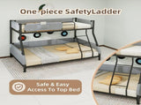Sturdy Twin Over Full Metal Bunk Bed with Detachable Linen Storage Bags - Space-Saving Design for W1935P534743