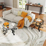 ZUN 3 Piece Tempered Glass Surface Coffee Table Set, Decor Coffee Table Round End Side Table with Sturdy W2167P220517