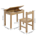 Flip Top Kids Table and Chair Set, Wood Activity Table Set with Storage Space for Arts Crafts, 58293120