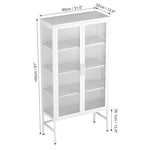 ZUN Double Glass Door Storage Cabinet with Adjustable Shelves and Feet Cold-Rolled Steel Sideboard W1673105925