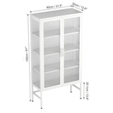 ZUN Double Glass Door Storage Cabinet with Adjustable Shelves and Feet Cold-Rolled Steel Sideboard W1673105925