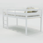 ZUN Twin Wood Loft Bed Low Loft Beds with Ladder,Twin,White WF286816AAK