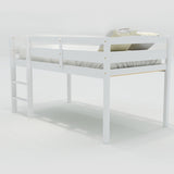 ZUN Twin Wood Loft Bed Low Loft Beds with Ladder,Twin,White WF286816AAK