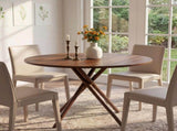 37.4 Inch Round Dining Table for 4-6 People, Cross X Metal Leg Kitchen Dinner Table with Adjustable 92177878