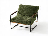 28 Inch Extra Wide Sling Accent Chair, Fully Disassembled, Rubber Wood Armrest, Metal Iron Frame, 63766309