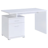 White 2-Drawer Reversible Office Desk B062P153861