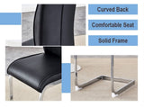 Luxury Simple Arch Chair - Set of 4 Black PU Material High Resilience Dining Chair with Arched Metal W1151P154857