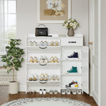 ZUN White color shoe cabinet with 4 doors 1 drawers,PVC door with shape ,large space for storage W1320P147738