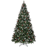 7.5 FT Pre-lit Artificial Snow Tipped Christmas Tree, Hinged Xmas Pine Tree with 1368 Branch Tips, 84208916