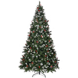 ZUN 7.5 FT Pre-lit Artificial Snow Tipped Christmas Tree, Hinged Xmas Pine Tree with 1368 Branch Tips, 84208916