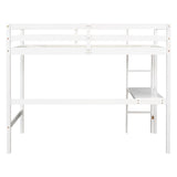 ZUN Twin Loft Bed with built-in desk,White W504P148548