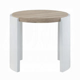 Oak and White High Gloss End Table with Sled Base B062P209137