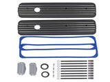 Black Aluminum Short Finned Valve Cover w/ Gasket Fits for SBC 1987-1997 Small Block Chevy 5.0L 5.7L 81732801